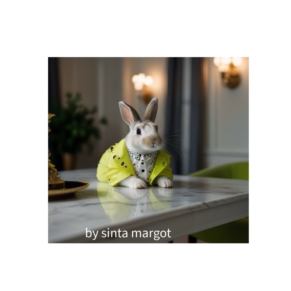 HANDCRAFTED digital art print Chic Yellow Pet Jacket wall art by me NWT